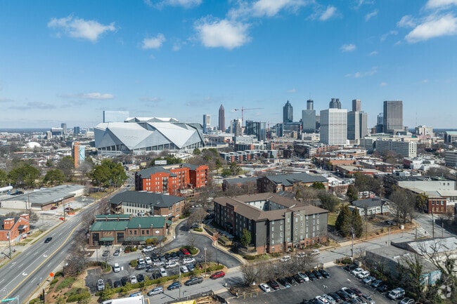 Castleberry Hill is located at the foot of Downtown Atlanta.