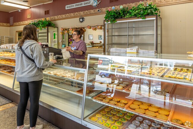 Grab a fresh donut and cup of coffee from Elleson's Bakery in Sycamore to complete your day.