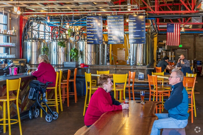 Denver Beer Company in Olde Town has a huge patio, fire pits, brewery, and frequent live music.