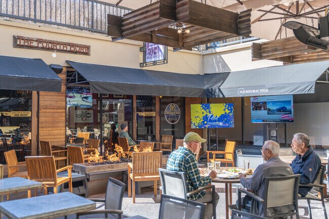 Enjoy a meal next to the fire pit at The Fourth Bore Taproom and Grill in Orinda Village.