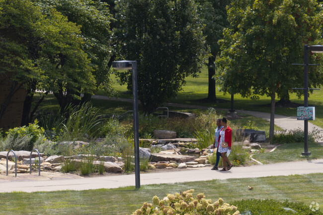 Students walk the campus of University Illinois Springfield.