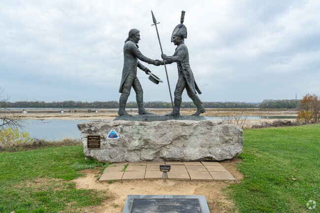 The Falls of the Ohio park has a statue dedicated to famed explorers Lewis and Clark.