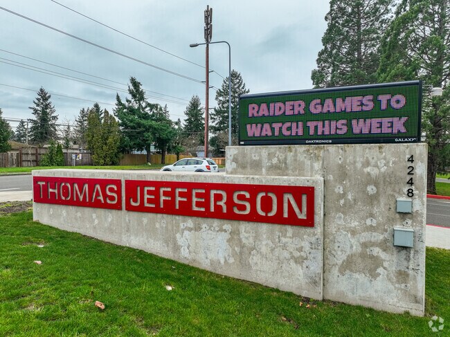 Rated B on Niche, Thomas Jefferson High School serves the older students in the area.