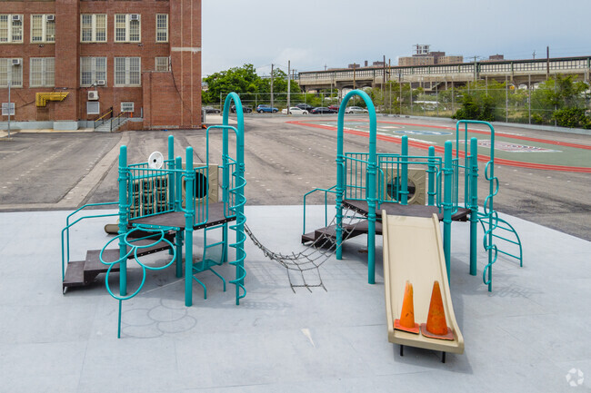 Students can run the track or use the playground during recess.