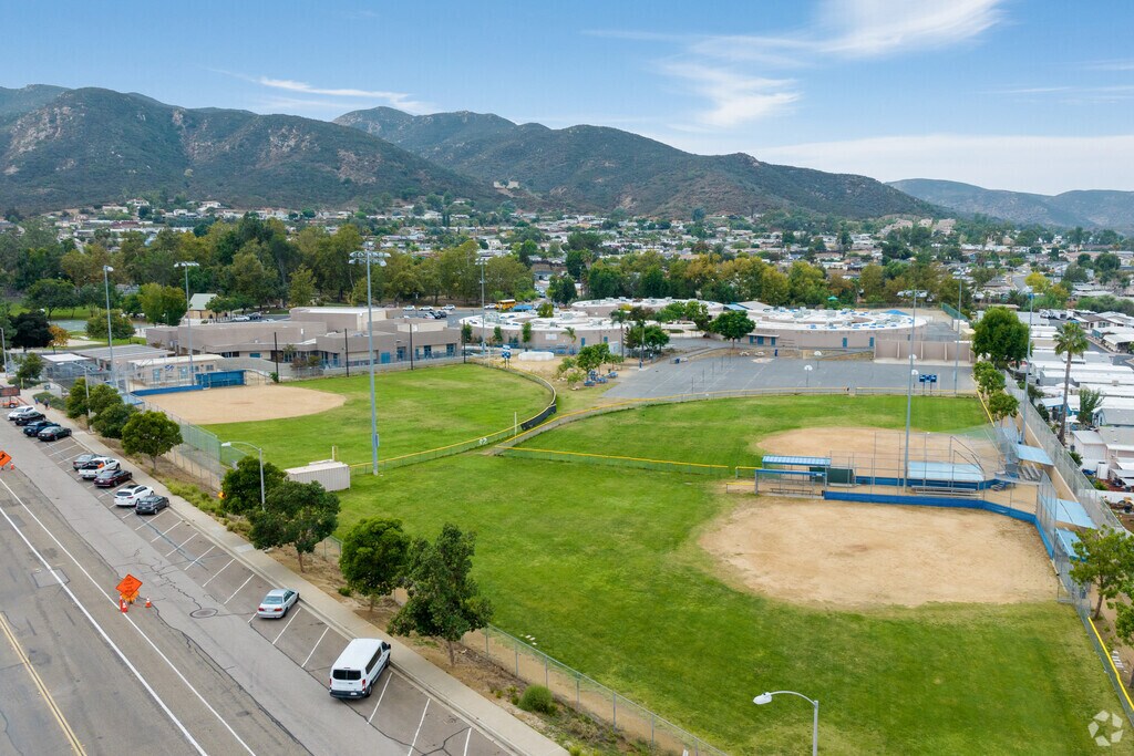 A view above the playing fields at Chet F. Harritt Elementary School.