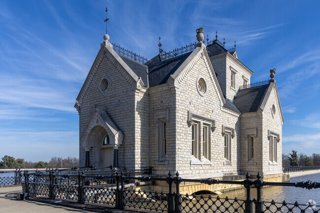 The Gothic style Gatehouse building in Druid Hills was completed in 1879.
