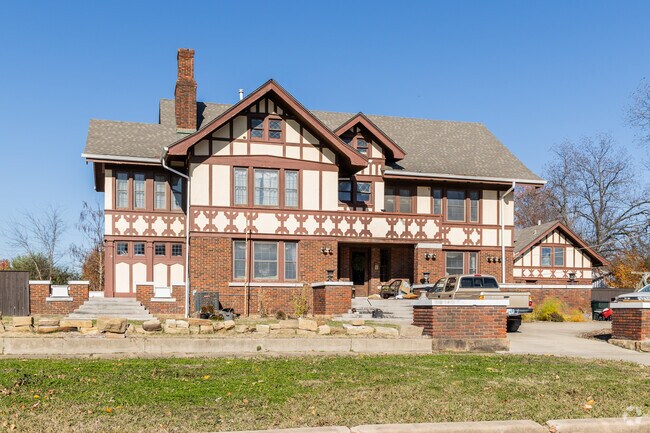 Large Tudor-Style homes are well-preserved in the Oklahoma oil boom town of Okmulgee.