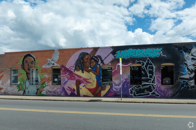 Colorful murals will catch your eye as you walk around the highly accessible Tower Hill neighborhood.
