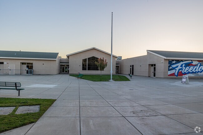 Freedom Elementary has an open central courtyard to enjoy between classes.