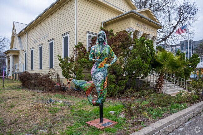 San Marcos features seven-foot-tall mermaid statues with unique themes.