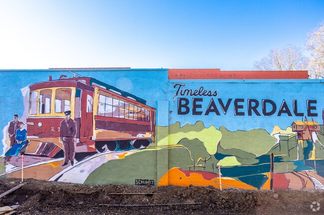 The “Timeless Beaverdale” mural celebrates the neighborhood’s rich local heritage.