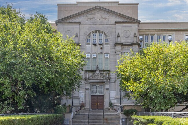 87810 It Takes A Village Academy is within the stately Tilden High School building in Brooklyn.