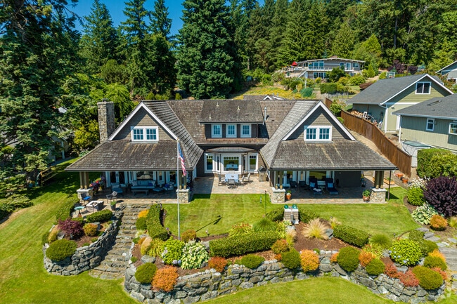 An exquisite waterside mansion on Fox Island.
