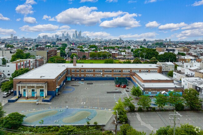 A hub of education, Adaire Alexander School stands tall in Fishtown's colorful landscape.