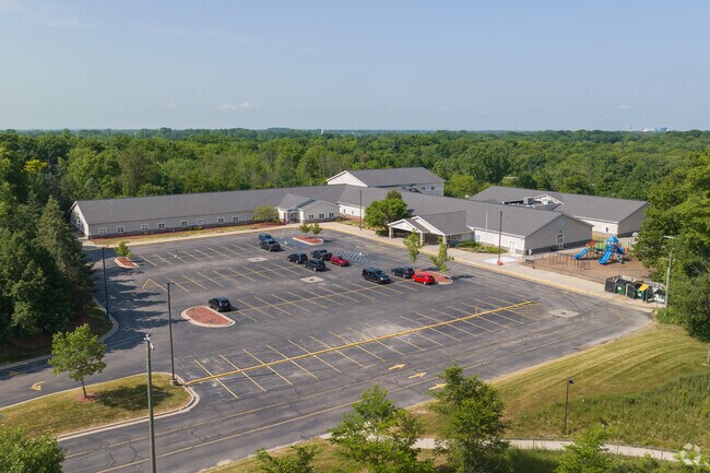 Aerial context of Knapp Charter Academy on Leffingwell Ave in Grand Rapids, MI.