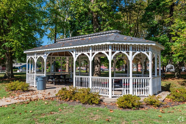 The gazebo in Union Park is used as a meeting place for the community.