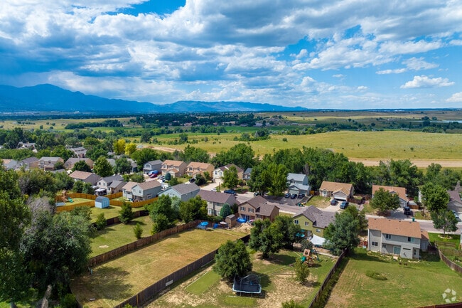 Widefield provides large lots and views of nearby Cheyenne Mountain.