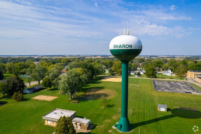 Sharon is located just under 70 miles from Madison, Wisconsin's state capital.