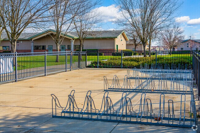 Children of Barrett Ranch Elementary School use racks to lock their bikes once they arrive.