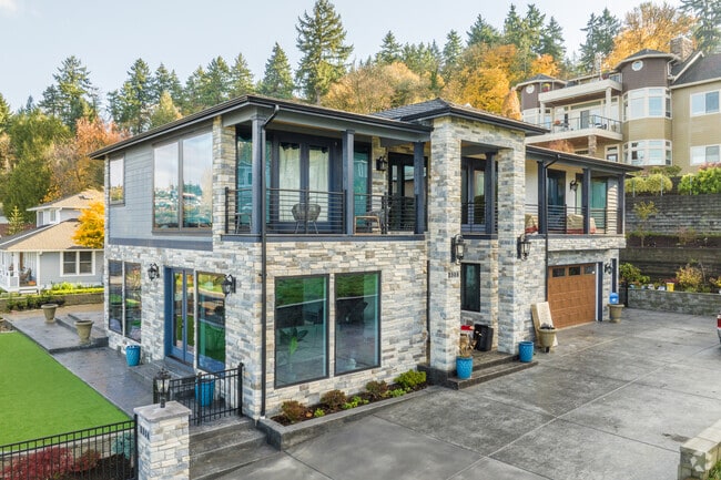 Steilacoom has many newly built homes with modern architecture.