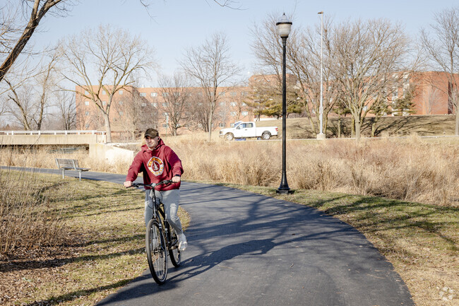 Paved pathways at the Centerpoint Preserve give North Lake cyclist a smooth ride about town.
