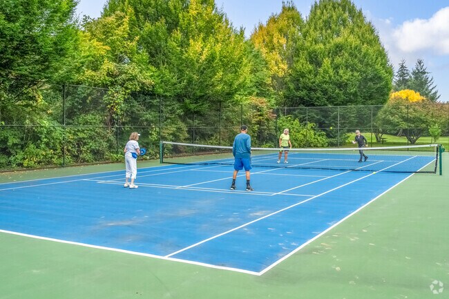 Friends play pickleball at Friendly Grove Park in Northeast Olympia.