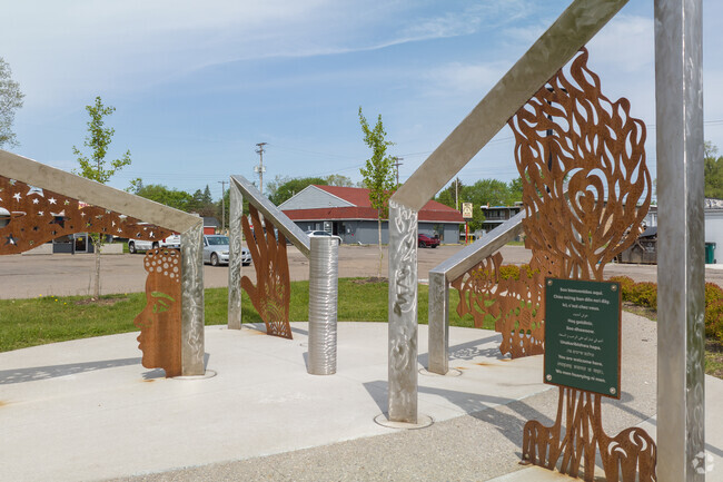 Art installations can be found outside local retail spots right outside of Averill Woods.