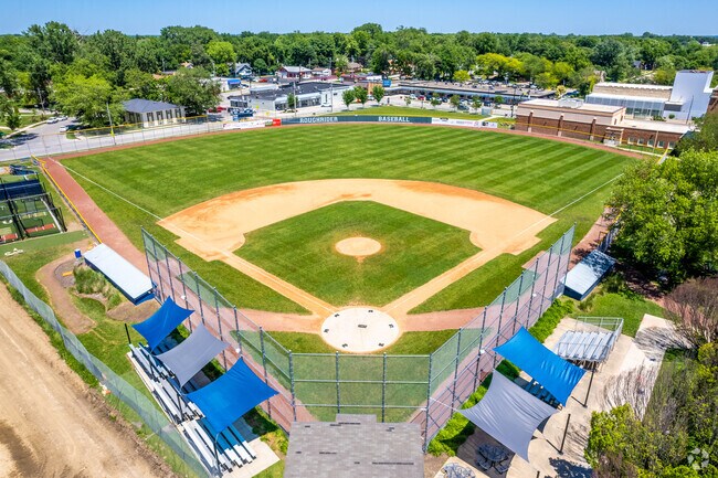 The baseball field of Roosevelt High is just across Interstate 235