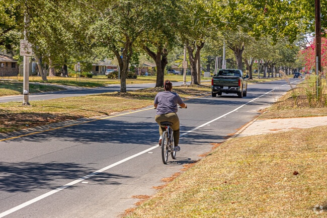 Broadmoor/Sherwood cyclists use the neighborhood’s marked bike lanes.