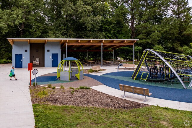 A new modern playground has many fun activities for smaller and older children at Brentwood Park.
