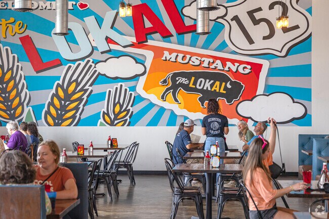 Coworkers grab lunch at Lokal Mustang near Canadian Estates.