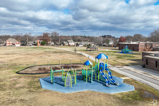 Kids will love the multiple playgrounds and swings for recess at Grissom Elementary School.