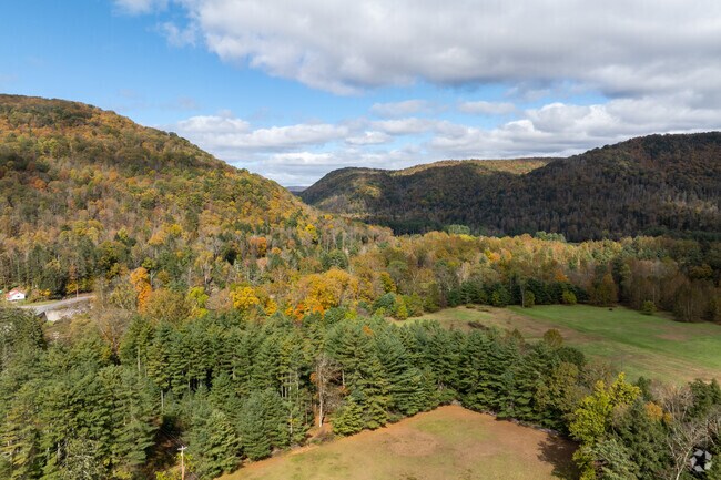 Mountain views frame the Plunketts Creek township in the Alleghenies.