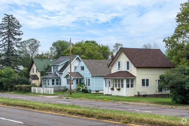 Cody has many wood framed homes with pitched roofs and covered front porches.