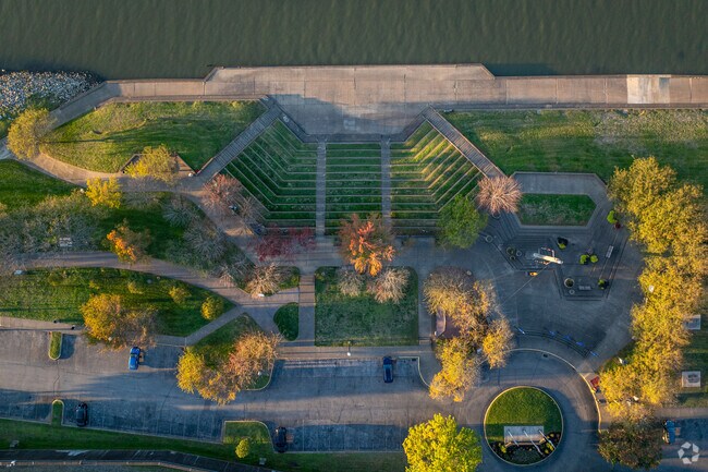 A top down look at the Harris Riverfront Park in Huntington, WV.