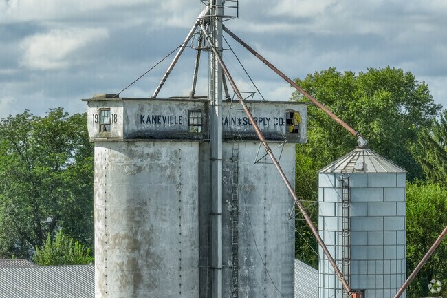 Unique antique grain bin located at Kaneville Grain Supply C.O. in Kaneville.