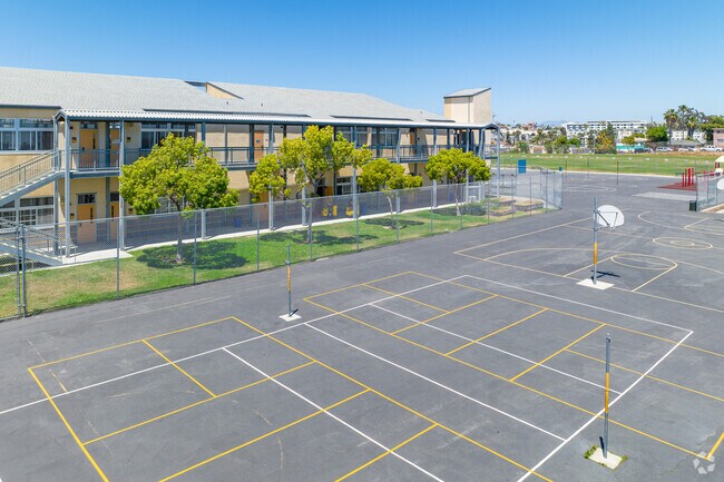 Ibarra Elementary School's expansive grounds include a massive playground.