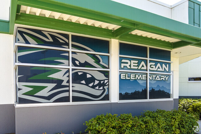 Reagan Elementary School is represented by The Wolfpack.