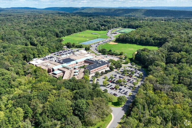 Amity Regional High School is an impressive educational facility located on a sprawling campus.