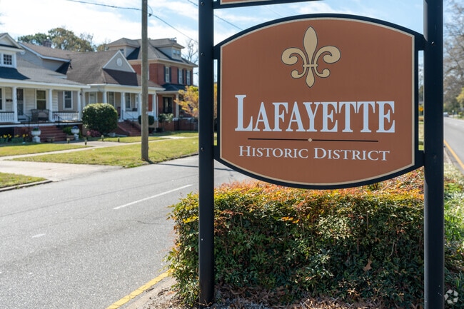 The Lafayette-Winona neighborhood sign welcomes visitors to this historic Norfolk area.