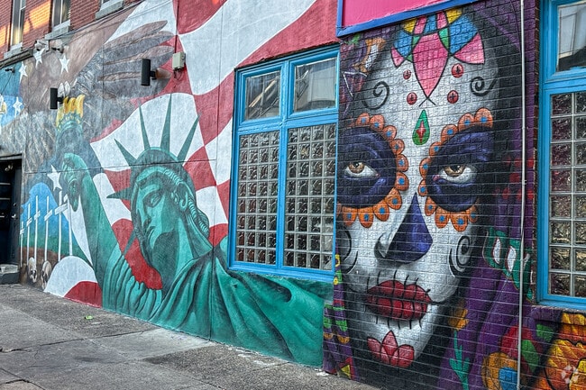 Cantina La Martina in Upper Kensington features vibrant mural art.