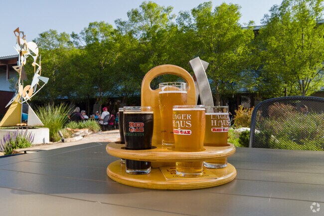 Boone Valley can enjoy a beer flight on the patio at Red Oak Lager Haus & Biergarten.