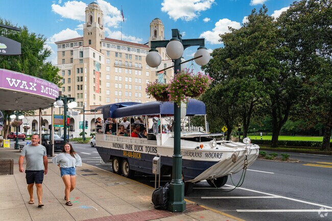 Some tourists visit Lake Hamilton via Duck Tours.