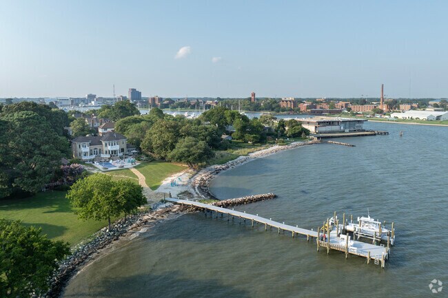 The Newtown/Crown Point neighborhood sits on the gentle shores of the Chesapeake bay.