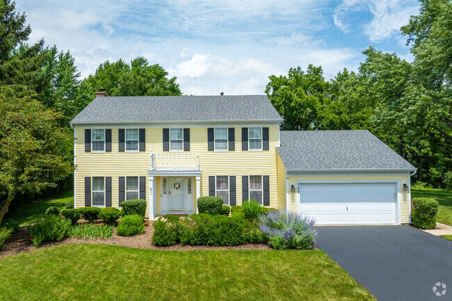 Two story homes with attached garage and front porch can be found at Wildrose in St. Charles.
