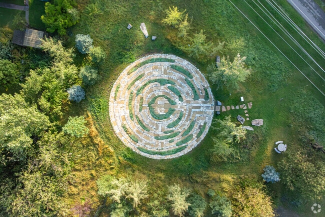 A beautiful, creative labyrinth sits along a hiking trail in South Central.