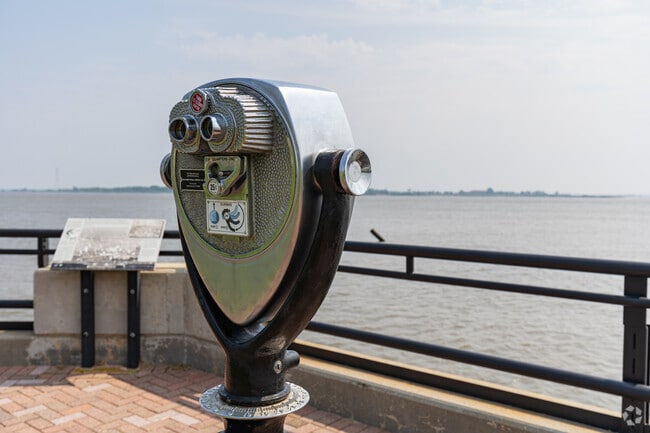 Peek through the binoculars to get a view of Fort Delaware, a major attraction for Kirkwood.