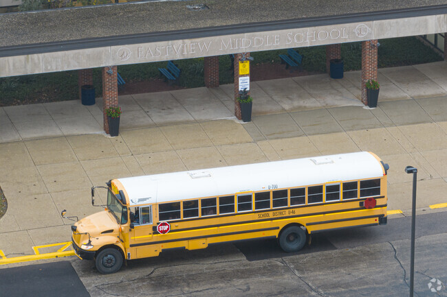Bus pickup is part of attending Eastview Middle School in Bartlett.