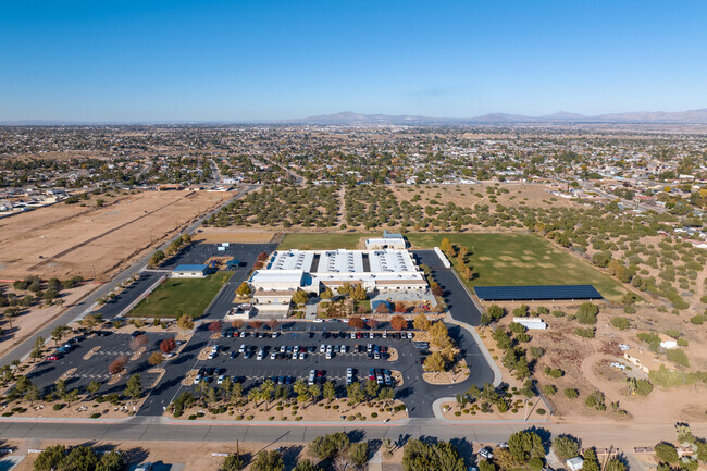 The Krystal School offers a sprawling campus when viewed from above.