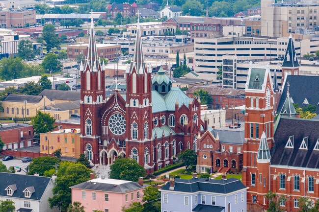 The prominent St Joseph Catholic Church stands tall over the InTown neighborhood and is one of the larger houses of worship in the area.